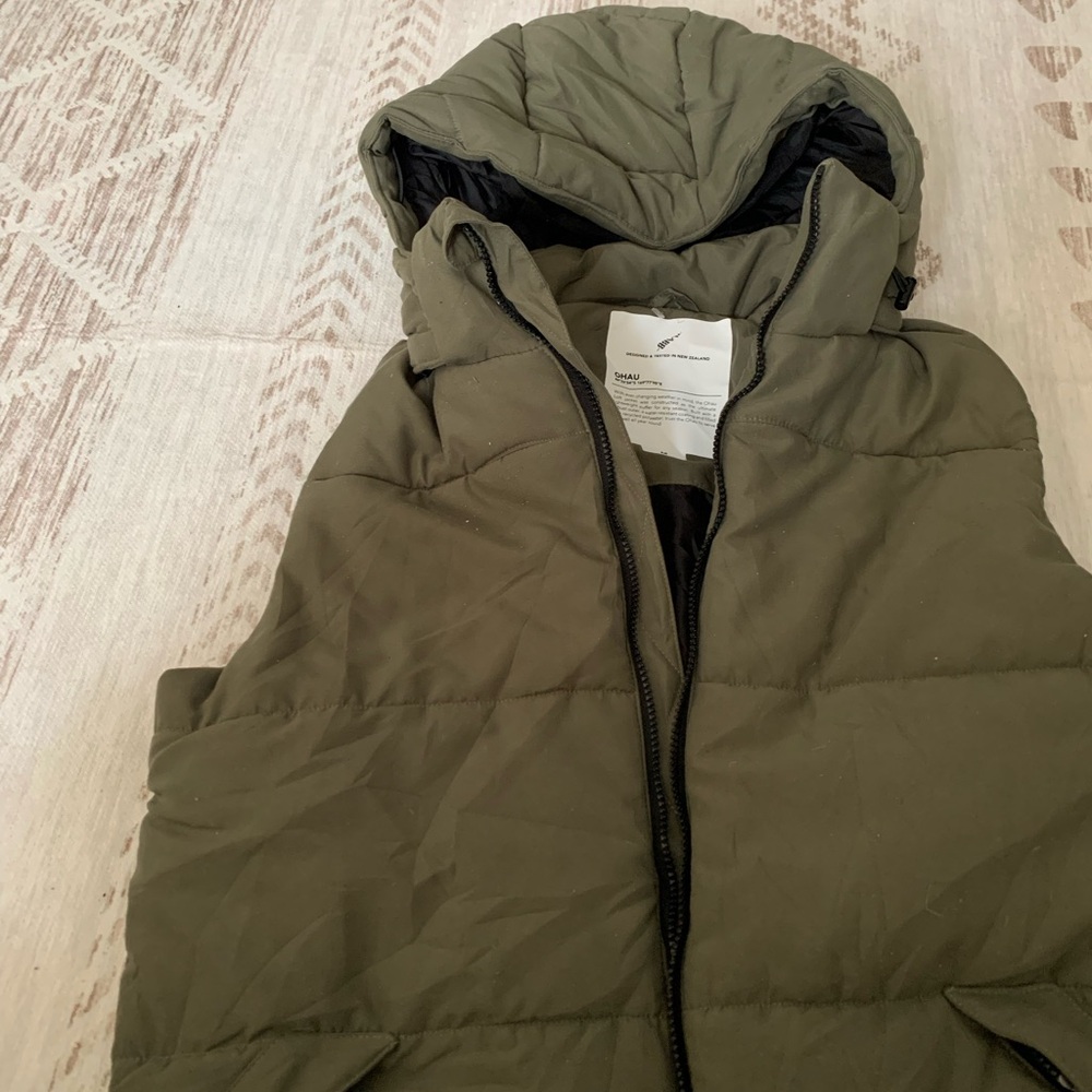 Ilabb Olive Green Hooded Puffer Vest